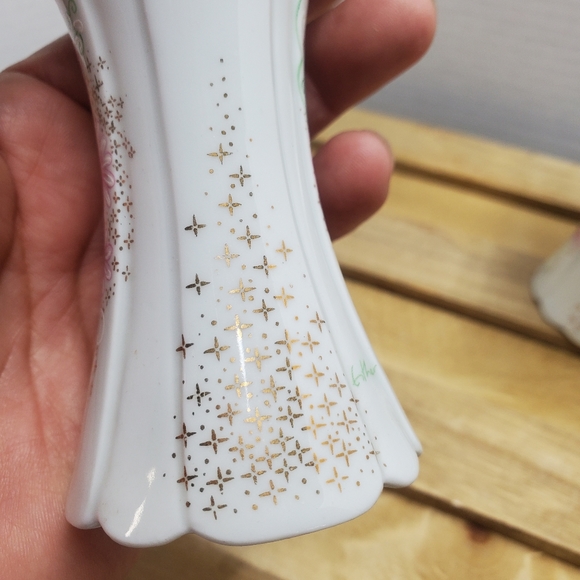 Eme Porcelain Floral Candle Holders Spain Signed Set of 2 - Picture 8 of 8